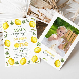 Invitation Photo Filles Jaunes Notre Squeeze Principal 1er An