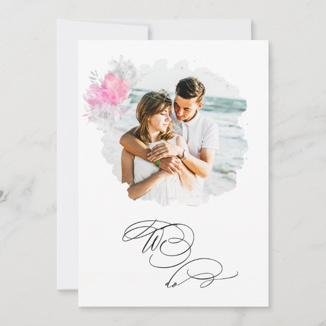 Invitation *~* PHOTO Fleur RSVP + QR AR6 NOUS FAISONS Mariage (Devant)