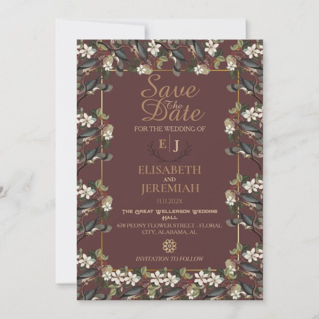 Invitation Photo Floral Chic Wedding Enregistrer la date Invi (Devant)