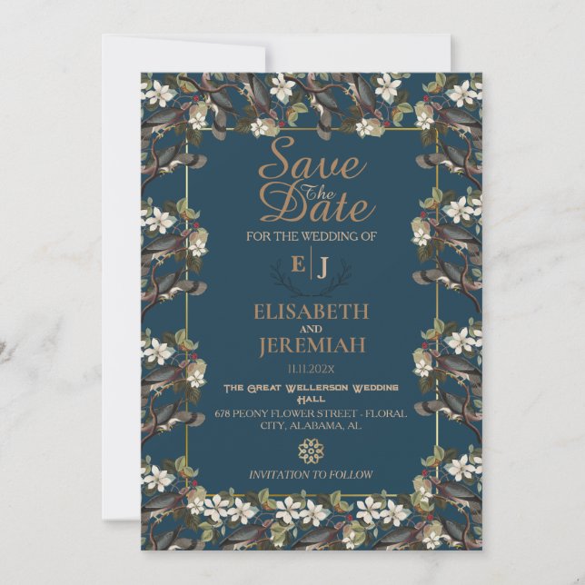 Invitation Photo Floral Chic Wedding Enregistrer la date Invi (Devant)