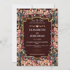 Invitation Photo floral classique Mariage Enregistrer la date