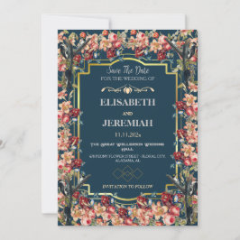 Invitation Photo floral classique Mariage Enregistrer la date