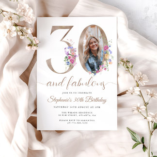 Invitation Photo Floral de Printemps 30e Anniversaire