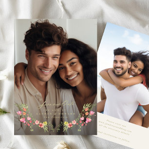 Invitation photo florale cadre subtil enregistrer la date mar