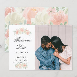 Invitation Photo florale de printemps clair Enregistrer la da