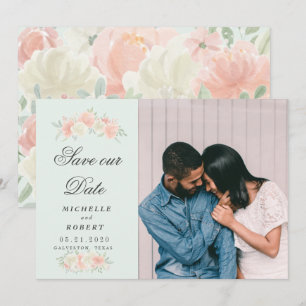 Invitation Photo florale de printemps clair Enregistrer la da