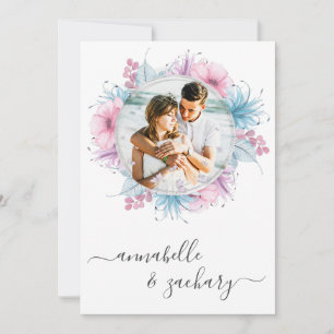 Invitation *~* PHOTO Florale en couple RSVP + QR AR6 Mariage