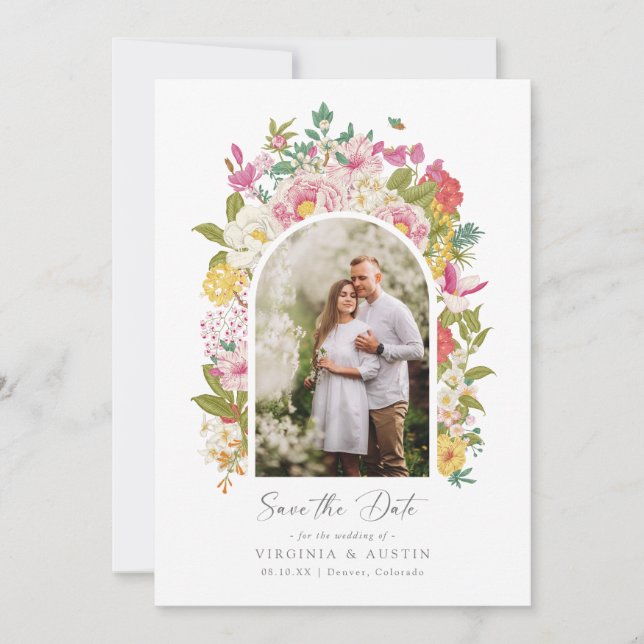 Invitation Photo Florale Enregistrer La Date (Devant)