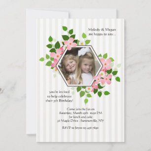 Invitation photo florale Hexagon