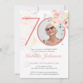 Invitation Photo florale rose personnalisée Surprise 70e anni