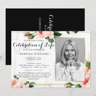 Invitation Photo florale Rosy Blush moderne Célébration de la