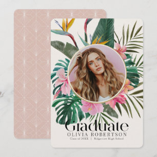Invitation Photo florale tropicale Annonce de graduation