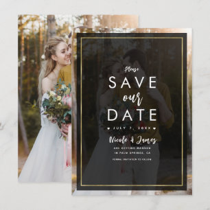 Invitation Photo foncée Gold Tint Overlay Moderne Enregistrer