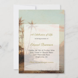 Invitation Photo funéraire Élégante île tropicale Palmiers