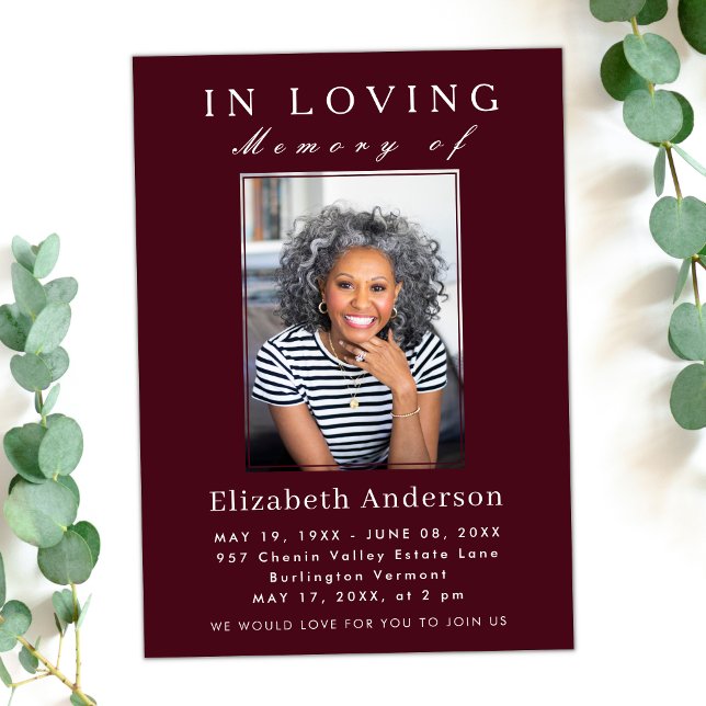 Invitation Photo funéraire minimaliste moderne Script simple (Créateur téléchargé)