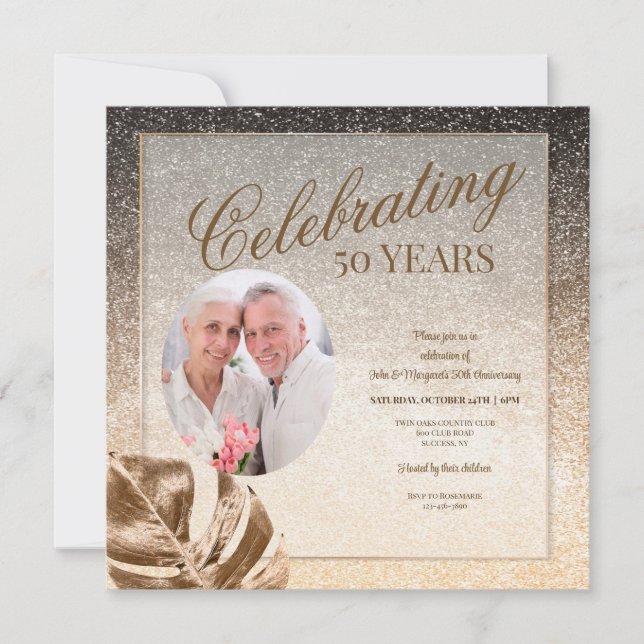 Invitation Photo Gold Leaf (Devant)