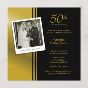 Invitation Photo Golden 50th Mariage Anniversary Party