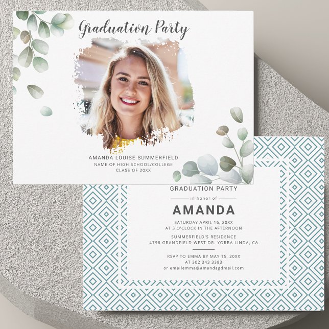 Invitation Photo Graduation 2025 Botanical Party (Photo Graduation 2025 Botanical Party Invitation)