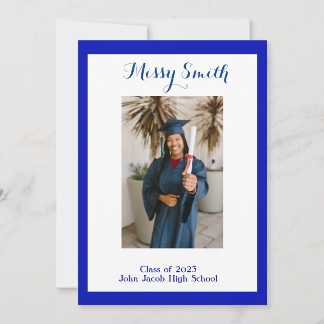 Invitation Photo Graduation, Classe 2023 Bleu (Devant)