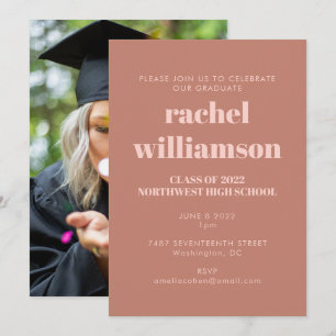 Invitation Photo Graduation Party Classe de 2024 Terracotta