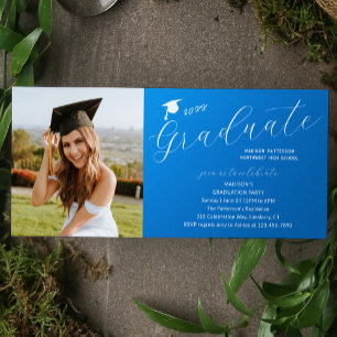 Invitation Photo Graduation Party Élégant Script moderne