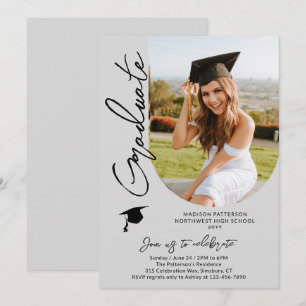 Invitation Photo Graduation Party Moderne Élégant Script