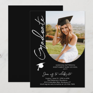 Invitation Photo Graduation Party Moderne Élégant Script