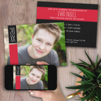 Photo Graduation Party - Rouge & Noir Color Block