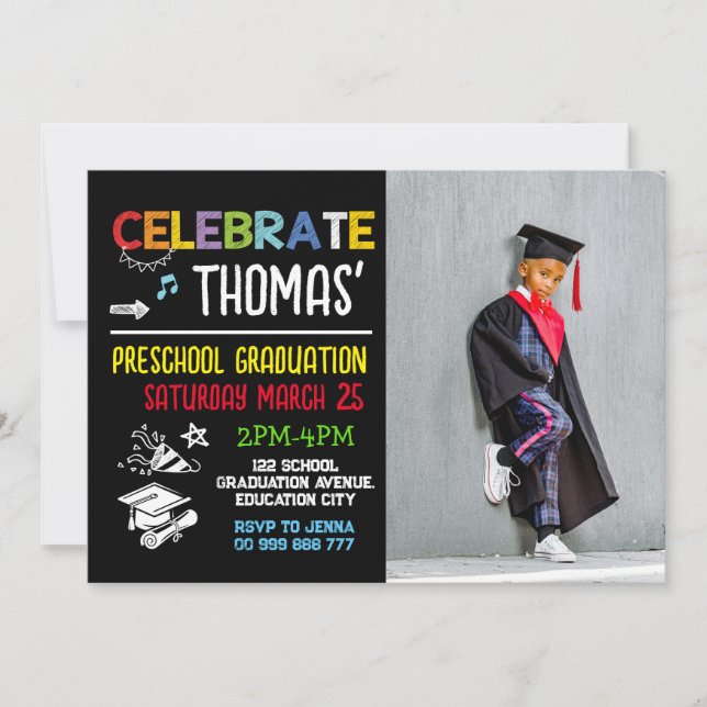 Invitation Photo Graduation préscolaire Fête photo (Devant)