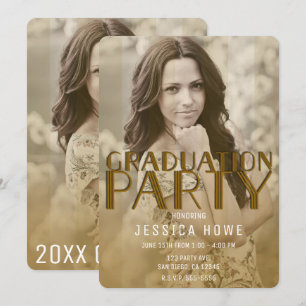 Invitation Photo graduée du Gold Chic Graduation Party