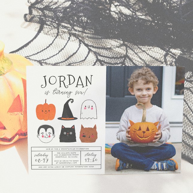 Invitation Photo Halloween Friends Cute Modern Boy Birthday (Créateur téléchargé)