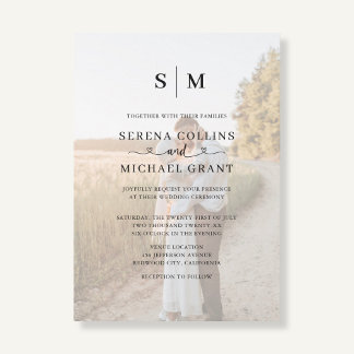 Invitation Photo Heart Script QR Code Wedding