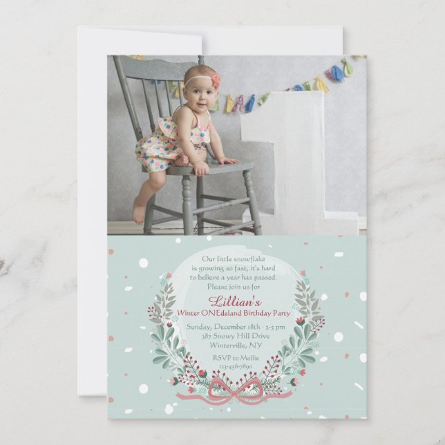 Invitation photo hiver Wreath (Devant)