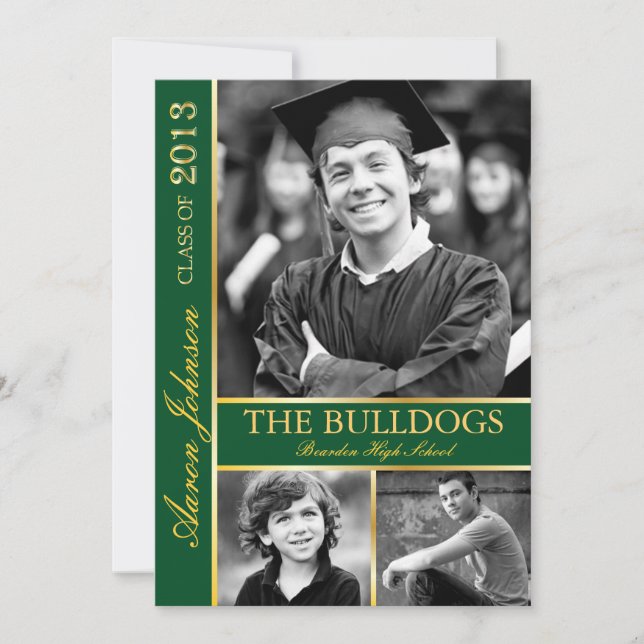 Invitation photo Hunter Green et Gold E (Devant)