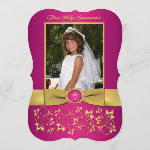 Invitation Photo IMPRIMÉE de sainte communion de forme de