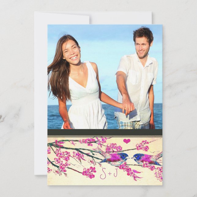 Invitation Photo Inséparable de la Marine rose Cherry Blossom (Devant)