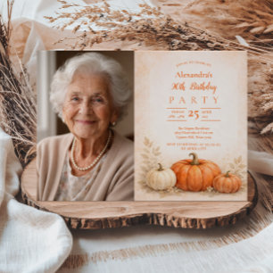 Invitation Photo Jardin de citrouilles cosy 90e anniversaire