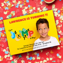 Invitation Photo Jump Play Trampoline Park Party Anniversaire