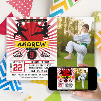 Invitation Photo Karate Kid Arts Martiaux Cobra Kai Invitatio