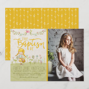 INVITATION PHOTO LDS BAPTISM   Fille florale migno