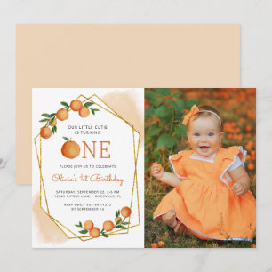 Invitation Photo Little Cutie Orange 1er anniversaire