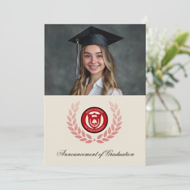 Invitation Photo Logo Annonces d'obtention du diplôme du coll (Debout devant)