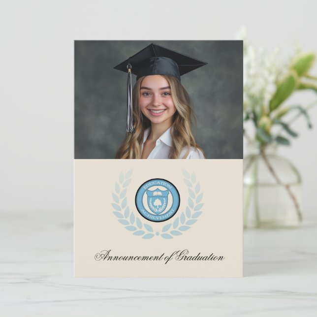 Invitation Photo Logo Annonces d'obtention du diplôme du coll (Debout devant)