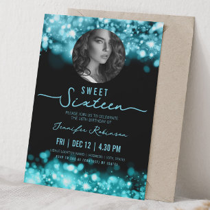 Invitation PHOTO Lumières Étincelantes Sweet 16 Anniversaire