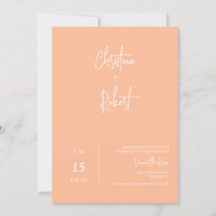 Invitation Photo Mariage de la pêche moderne Boho QR Code RSV