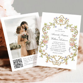 Invitation Photo Mariage de l'Ornat victorien Grace Floral Fr
