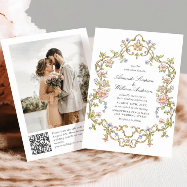 Invitation Photo Mariage de l'Ornat victorien Grace Floral Fr (Créateur téléchargé)