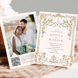 Invitation Photo Mariage de l'Ornat victorien Grace Floral Fr