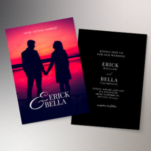 Invitation Photo mariage de shilouette romantique