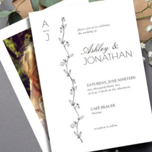 Invitation Photo Mariage du diviseur botanique moderne